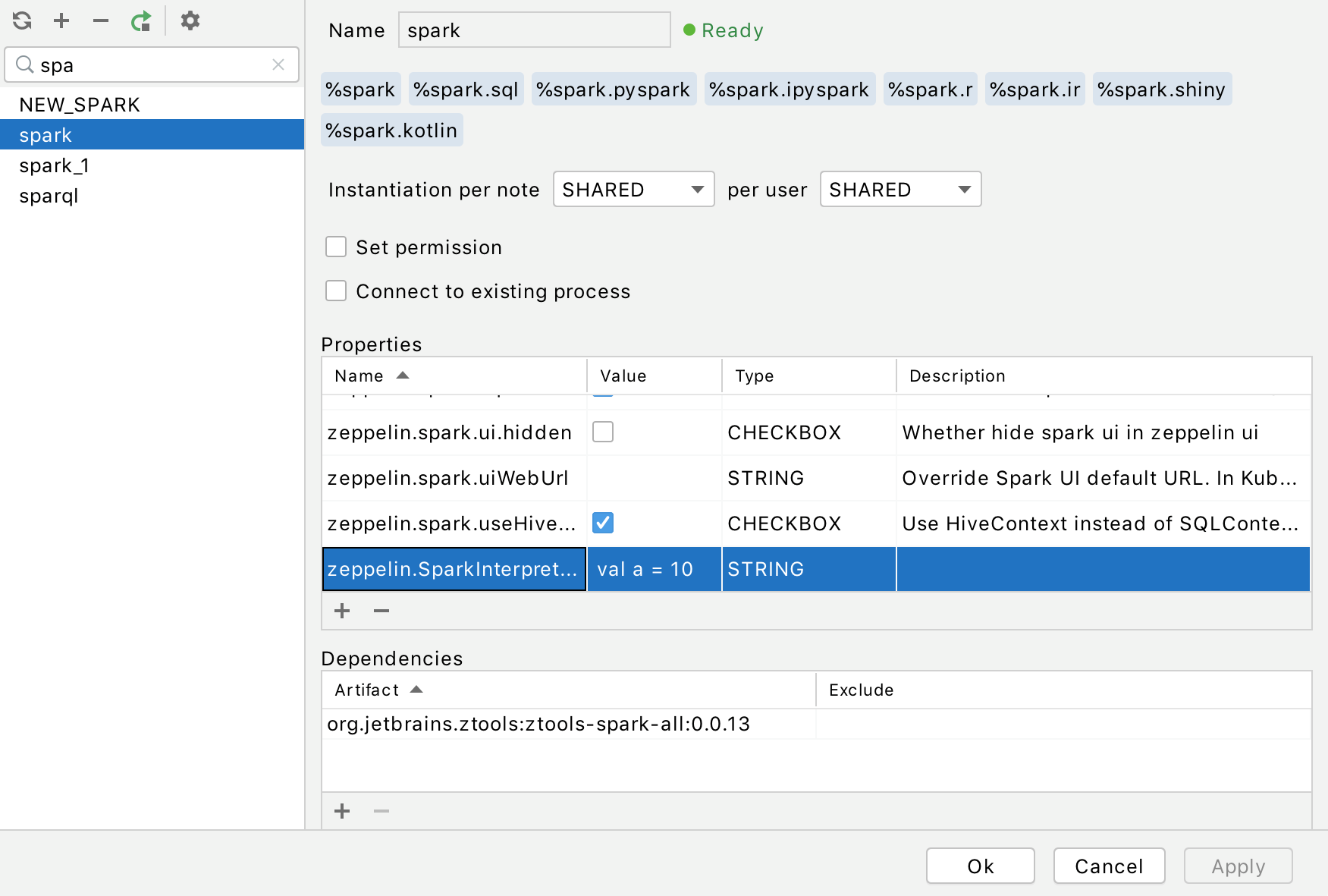 添加 zeppelin.SparkInterpreter.precode 属性 添加 zeppelin.SparkInterpreter.precode 属性