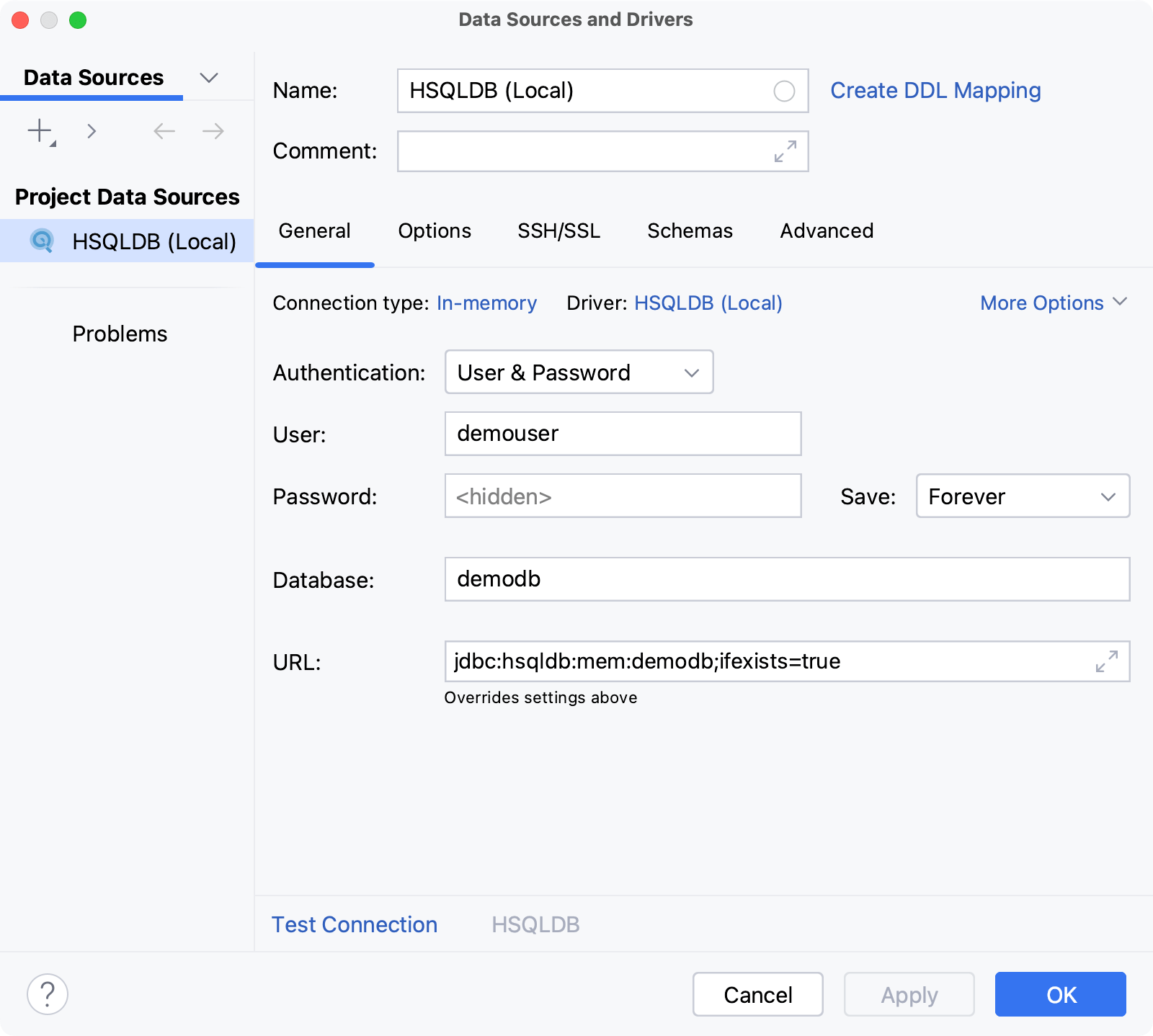 Database connection details Database connection details