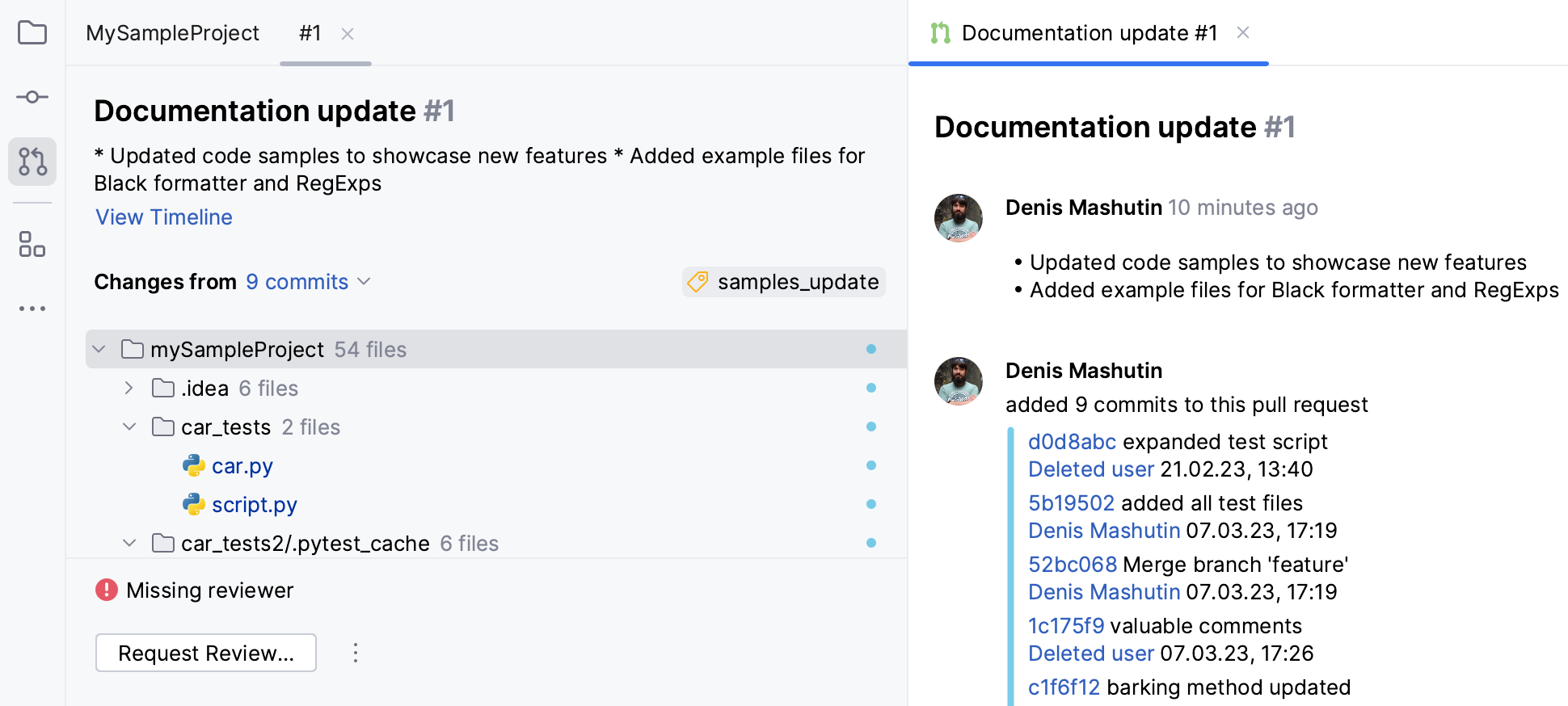GitHub 拉取请求工具窗口 GitHub 拉取请求工具窗口