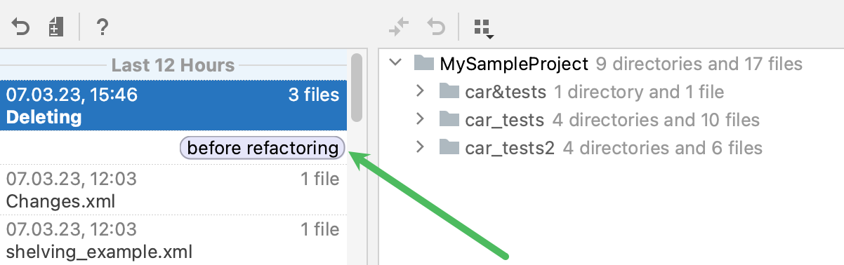 PyCharm:向当前状态本地历史添加标签 PyCharm:向当前状态本地历史添加标签