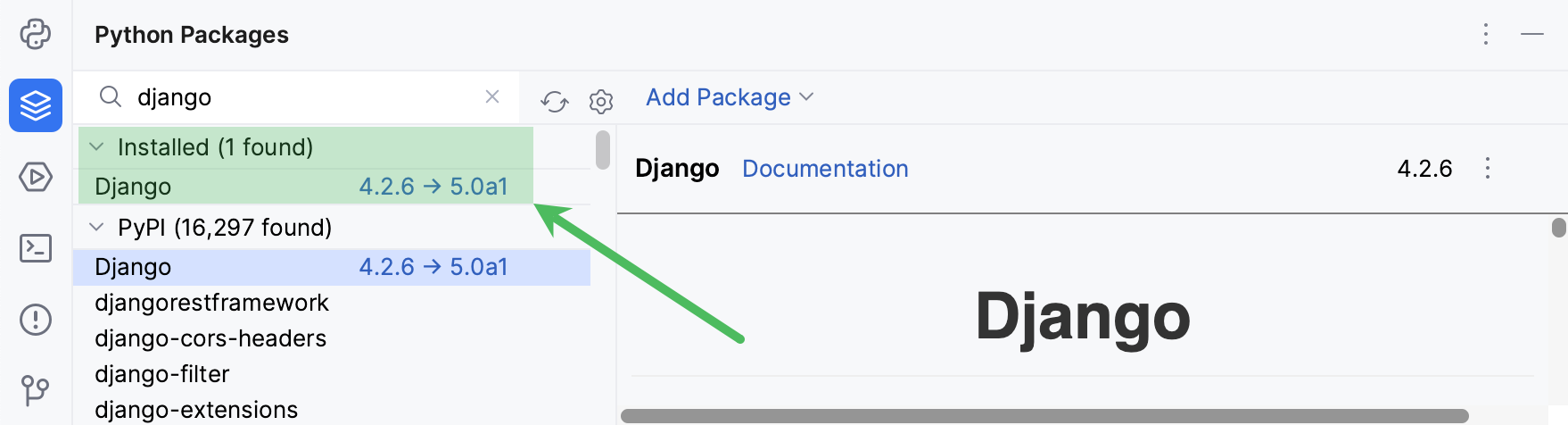 添加了 Django 包 添加了 Django 包