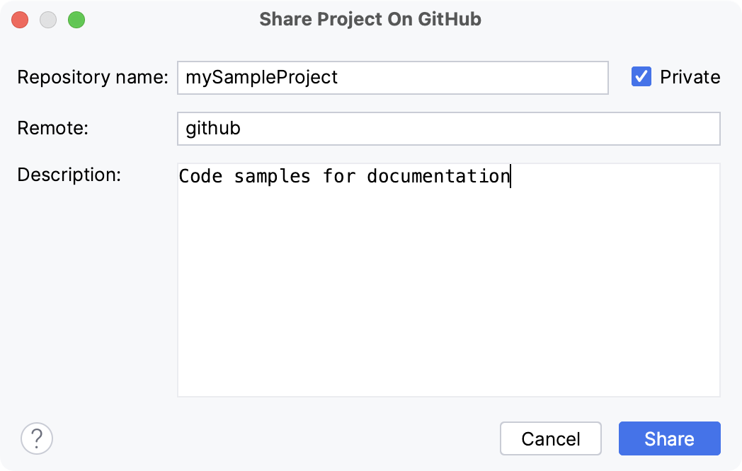 在 GitHub 对话框上共享项目 在 GitHub 对话框上共享项目