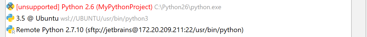 不支持的 Python 解释器 不支持的 Python 解释器