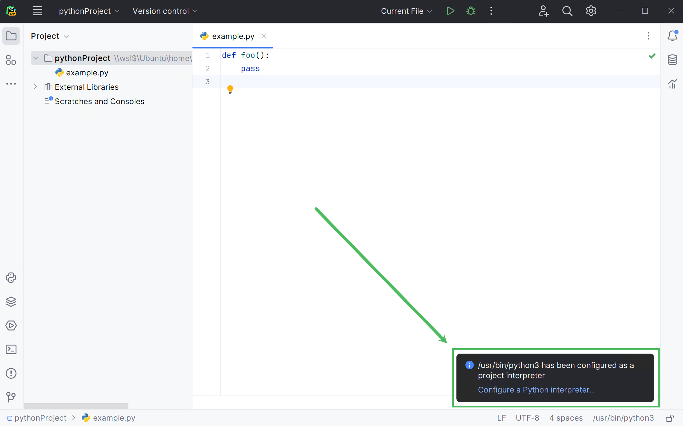 配置的 WSL 解释器 配置的 WSL 解释器