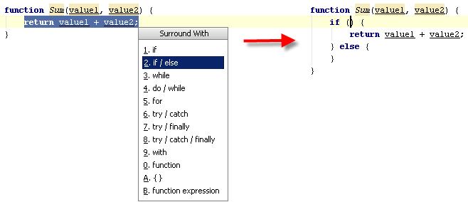 用 if...else 结构包围 JavaScript 代码片段 用 if...else 结构包围 JavaScript 代码片段