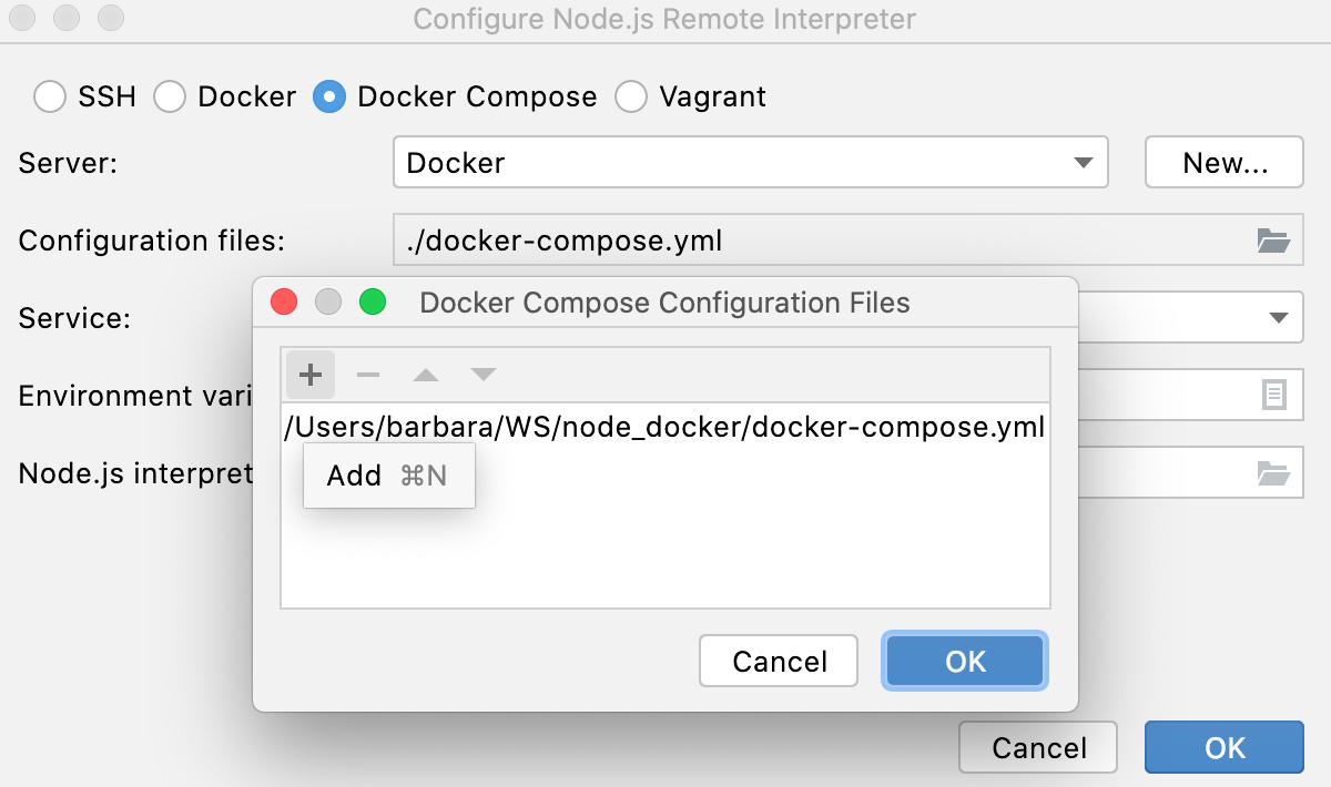 通过 Docker Compose 配置 Node.js 解释器:配置文件 通过 Docker Compose 配置 Node.js 解释器:配置文件