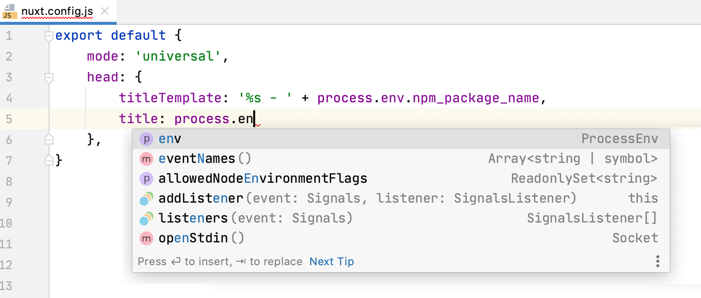 nuxt.config.js 中的代码完成 nuxt.config.js 中的代码完成